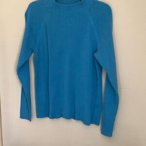 Studio Works Vibrant Turquoise Ribbed Crewneck Sweater